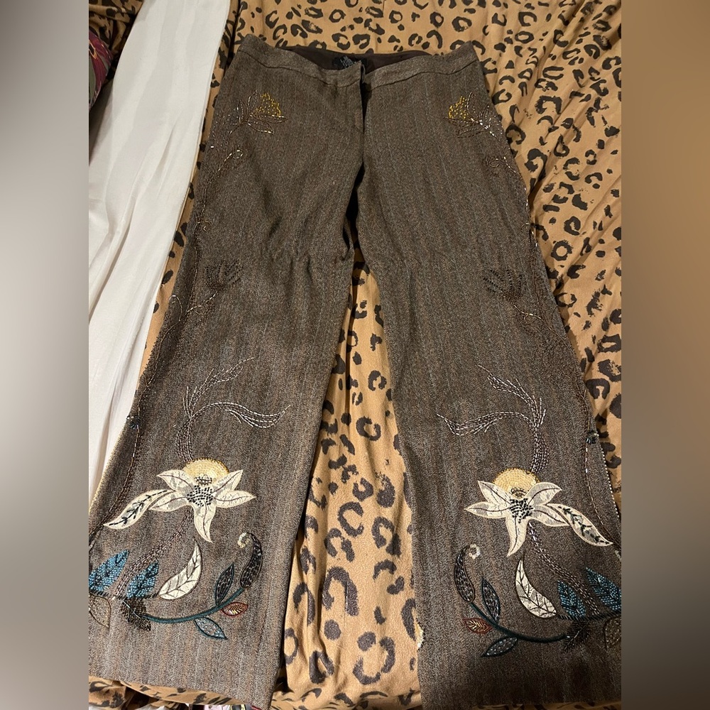 RARE Express vintage Y2K beaded pinstripe low rise dress slacks 13/14